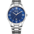 Hugo Boss Governor 1513487 44mm Men’s Quartz Watch – Blue Textured Dial & Silver-tone Stainless Steel Link Bracelet