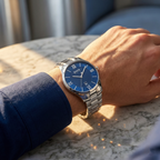 Hugo Boss Governor 1513487 44mm Men’s Quartz Watch – Blue Textured Dial & Silver-tone Stainless Steel Link Bracelet