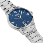 Hugo Boss Governor 1513487 44mm Men’s Quartz Watch – Blue Textured Dial & Silver-tone Stainless Steel Link Bracelet