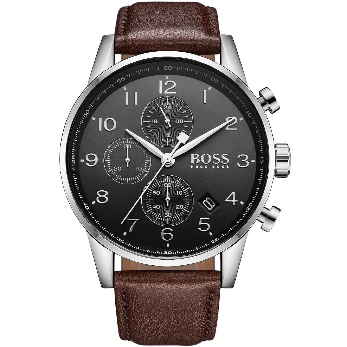 Hugo Boss Navigator 1513494 44mm Men’s Chronograph Watch – Grey Dial & Brown Genuine Leather Strap