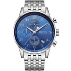Hugo Boss Navigator 1513498 44mm Men’s Chronograph Watch – Blue Dial & Silver-tone Stainless Steel Link Bracelet