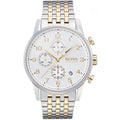 Hugo Boss Navigator 1513499 44mm Men’s Chronograph Watch – White Dial & Two-tone Stainless Steel Link Bracelet