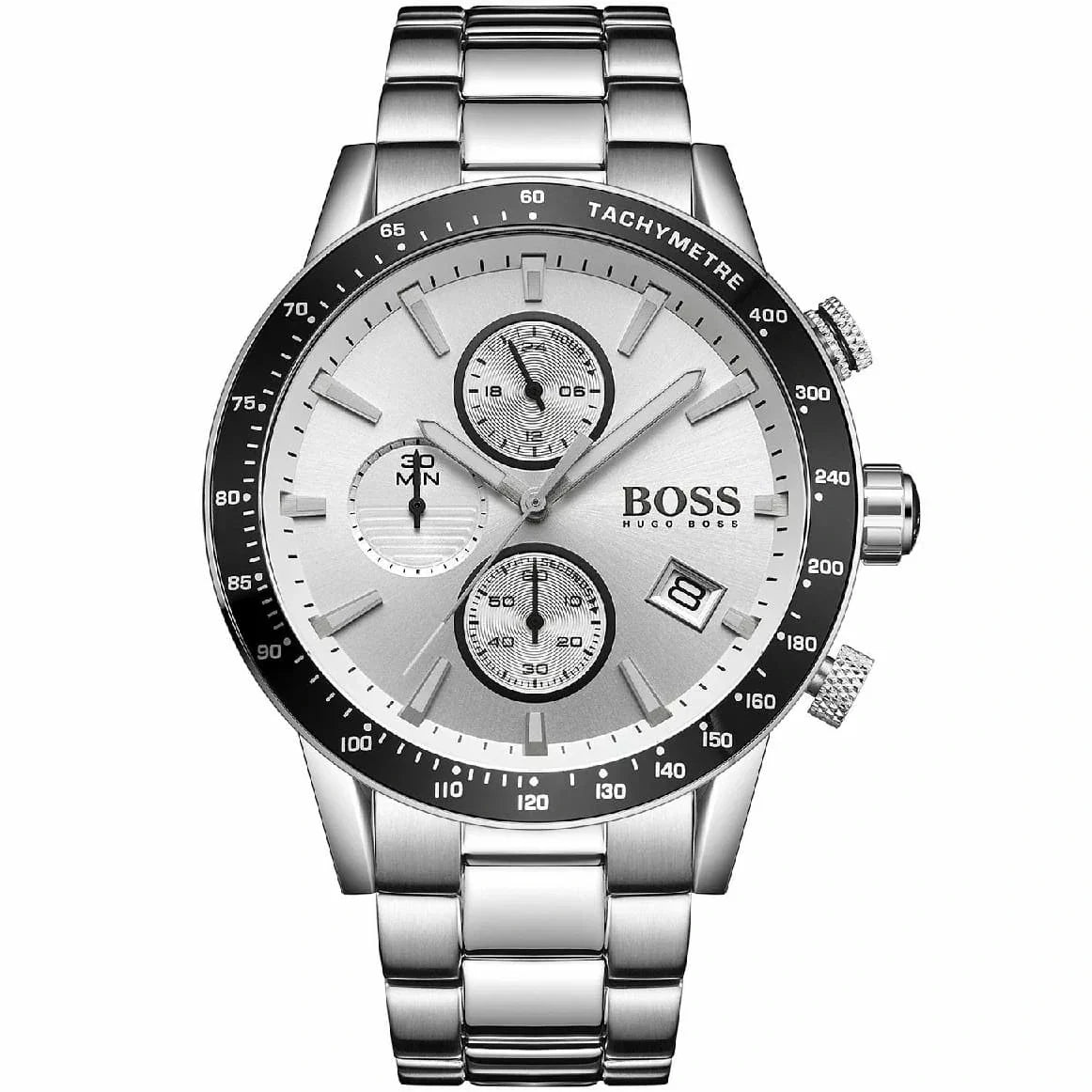 Hugo Boss Rafale 1513511 44mm Men’s Chronograph Watch – Silver Dial & Silver-tone Stainless Steel Link Bracelet
