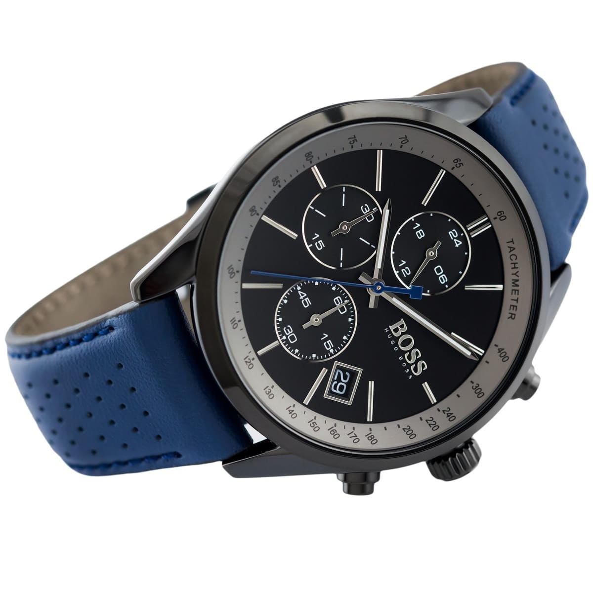 Hugo Boss Grand Prix 1513563 44mm Men’s Chronograph Watch – Black Dial & Genuine Leather Strap