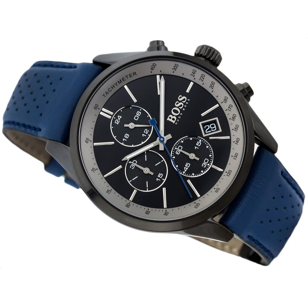 Hugo Boss Grand Prix 1513563 44mm Men’s Chronograph Watch – Black Dial & Genuine Leather Strap