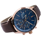Hugo Boss Grand Prix 1513604 44mm Men’s Chronograph Watch – Blue Dial & Brown Genuine Leather Strap
