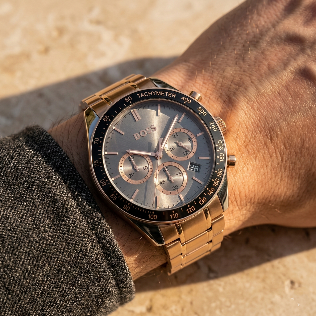 Hugo Boss Trophy 1513632 44mm Men’s Chronograph Watch – Gray Dial & Stainless Steel Bracelet