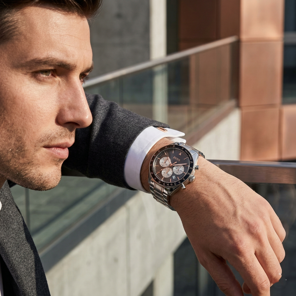 Hugo Boss Trophy 1513634 44mm Men’s Chronograph Watch – Gray Dial & Stainless Steel Bracelet