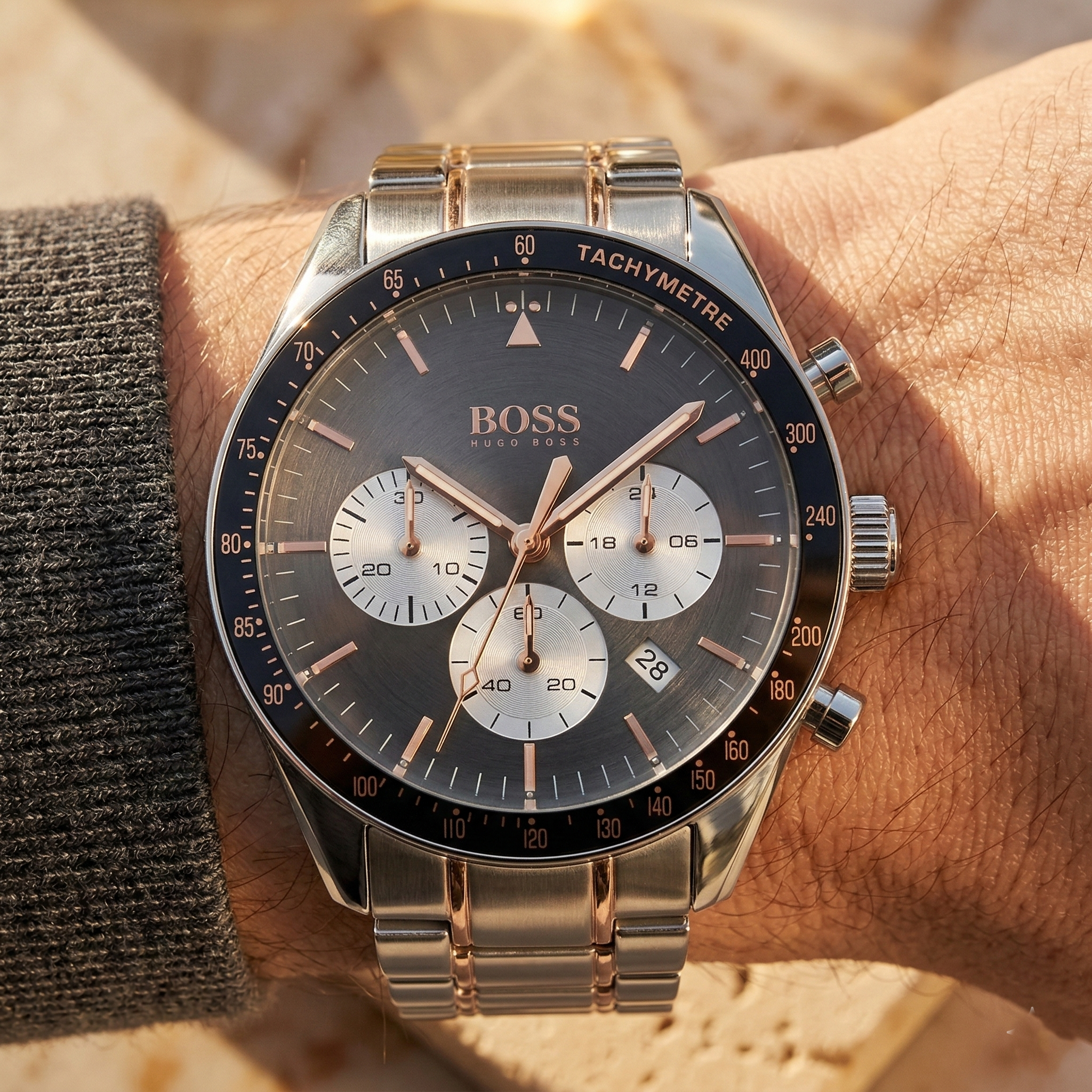 Hugo Boss Trophy 1513634 44mm Men’s Chronograph Watch – Gray Dial & Stainless Steel Bracelet