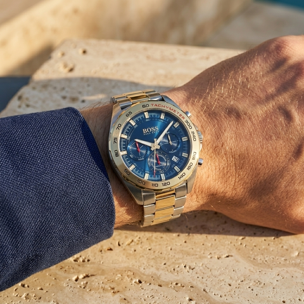 Hugo Boss Intensity 1513667 44mm Men’s Chronograph Watch – Blue Dial & Stainless Steel Bracelet