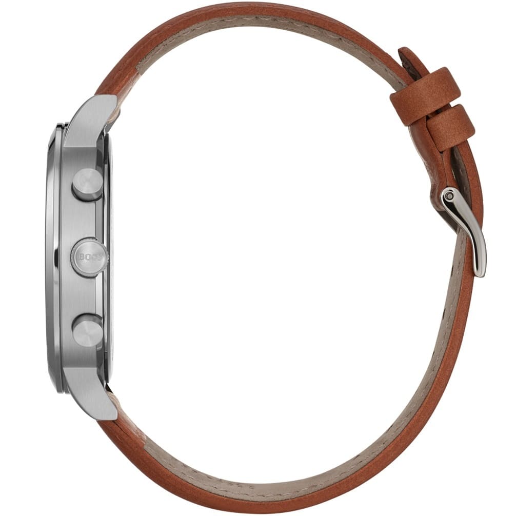 Hugo Boss Spirit 1513689 41mm Men’s Chronograph Watch – Blue Dial & Brown Genuine Leather Strap
