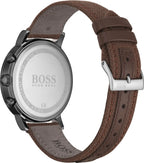 Hugo Boss Spirit 1513690 41mm Men’s Chronograph Watch – Silver Dial & Brown Textile Strap