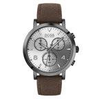 Hugo Boss Spirit 1513690 41mm Men’s Chronograph Watch – Silver Dial & Brown Textile Strap