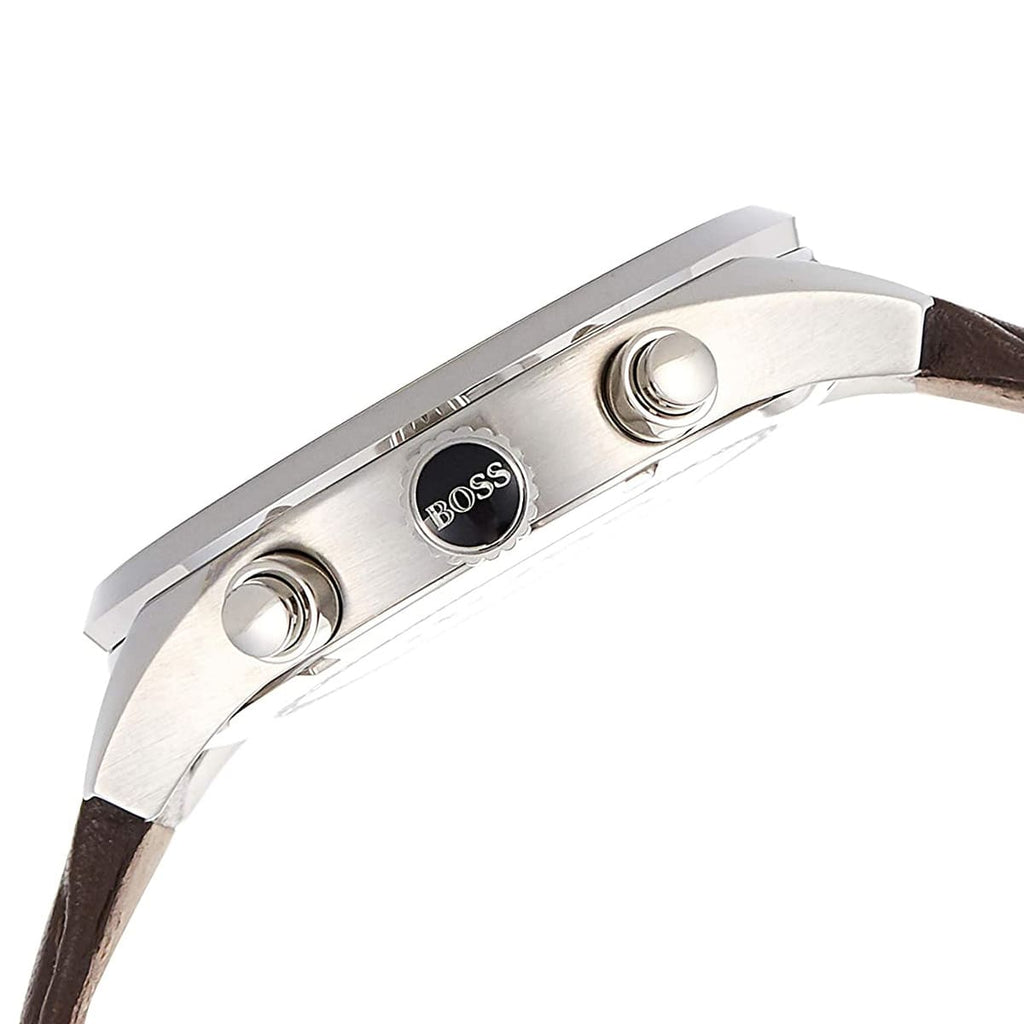 Hugo Boss Spirit 1513690 41mm Men’s Chronograph Watch – Silver Dial & Brown Textile Strap