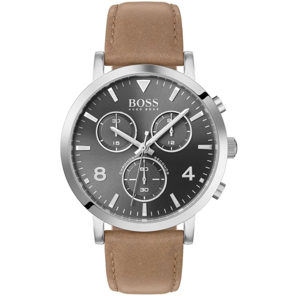 Hugo Boss Spirit 1513691 41mm Men’s Chronograph Watch – Gray Dial & Brown Genuine Leather Strap