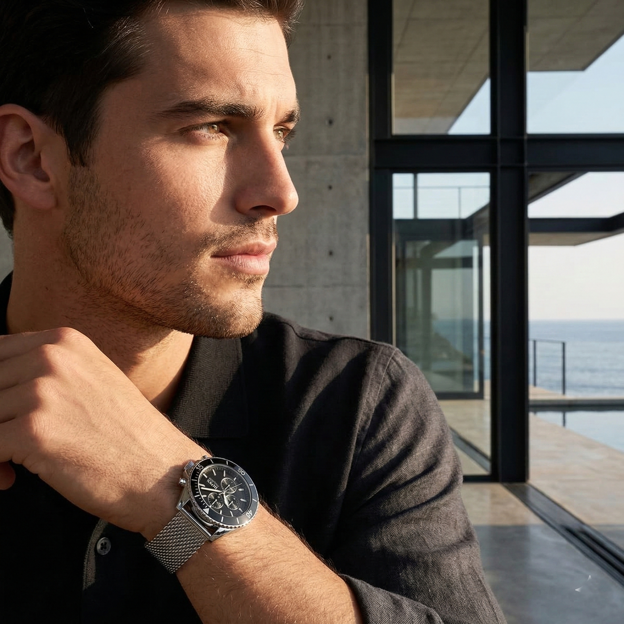 Hugo Boss Ocean Edition 1513701 46mm Men’s Chronograph Watch – Black Dial & Silver Mesh Bracelet