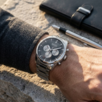 Hugo Boss Pioneer 1513712 44mm Men’s Chronograph Watch – Black Dial & Silver-tone Stainless Steel Link Bracelet