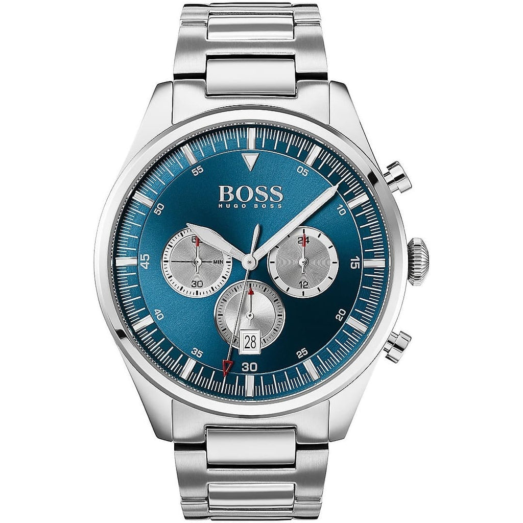 Hugo Boss Pioneer 1513713 44mm Men’s Chronograph Watch – Blue Dial & Silver-tone Stainless Steel Link Bracelet