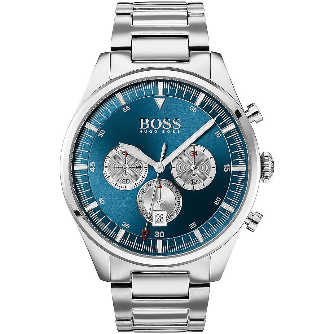Hugo Boss Pioneer 1513713 44mm Men’s Chronograph Watch – Blue Dial & Silver-tone Stainless Steel Link Bracelet