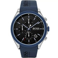 Hugo Boss Velocity 1513717 44mm Men’s Chronograph Watch – Black Dial & Blue Silicone Rubber Strap