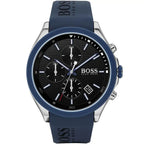 Hugo Boss Velocity 1513717 44mm Men’s Chronograph Watch – Black Dial & Blue Silicone Rubber Strap