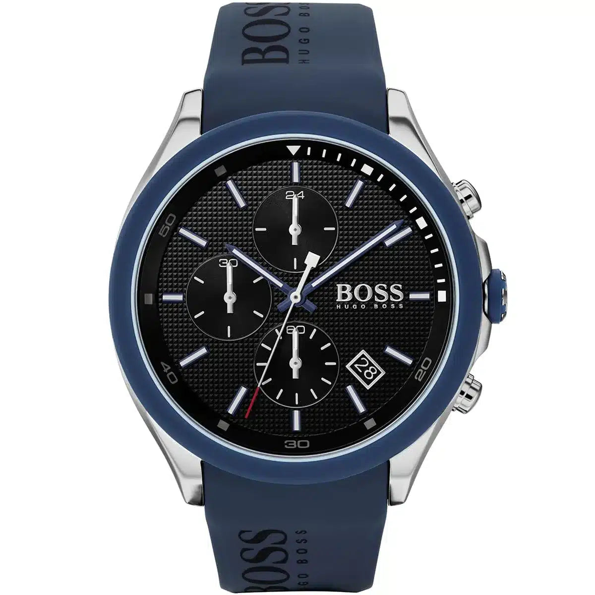Hugo Boss Velocity 1513717 44mm Men’s Chronograph Watch – Black Dial & Blue Silicone Rubber Strap