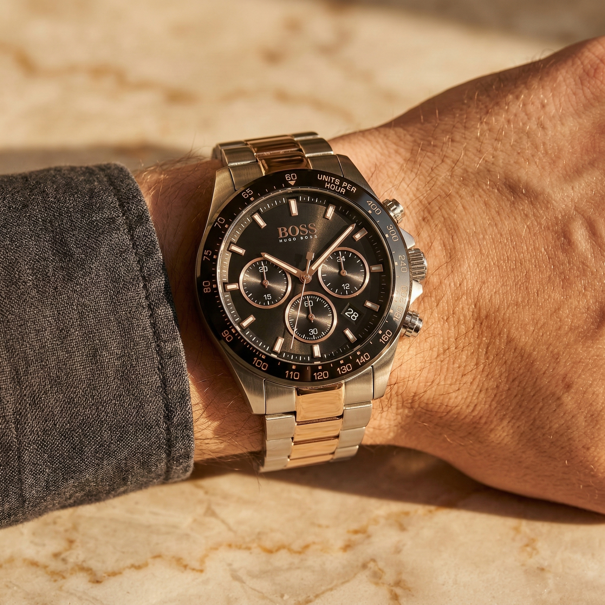 Hugo Boss Hero 1513757 43mm Men’s Chronograph Watch – Black Dial & Stainless Steel Bracelet
