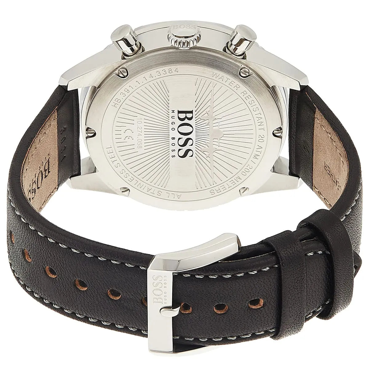 Hugo Boss Aero 1513770 44mm Men’s Chronograph Watch – Black Dial & Black Genuine Leather Strap