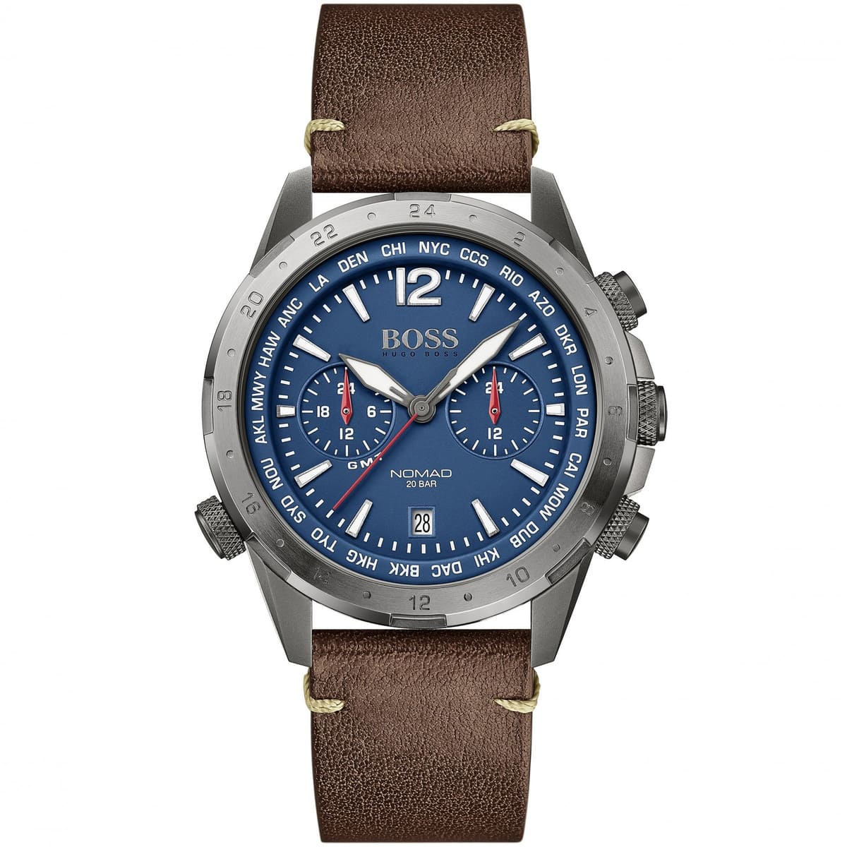 Hugo Boss Nomad 1513773 44mm Men’s Chronograph Watch – Blue Dial & Brown Genuine Leather Strap