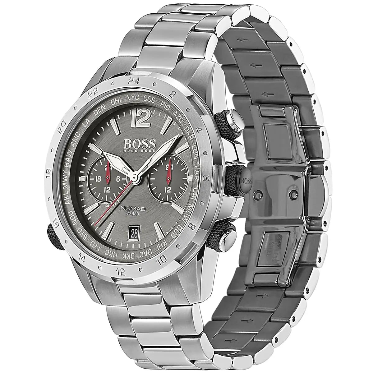 Hugo Boss Nomad 1513774 44mm Men’s Chronograph Watch – Gray Dial & Silver-tone Stainless Steel Link Bracelet