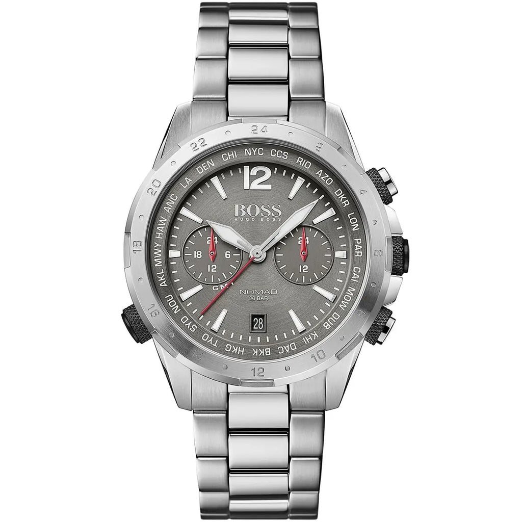 Hugo Boss Nomad 1513774 44mm Men’s Chronograph Watch – Gray Dial & Silver-tone Stainless Steel Link Bracelet