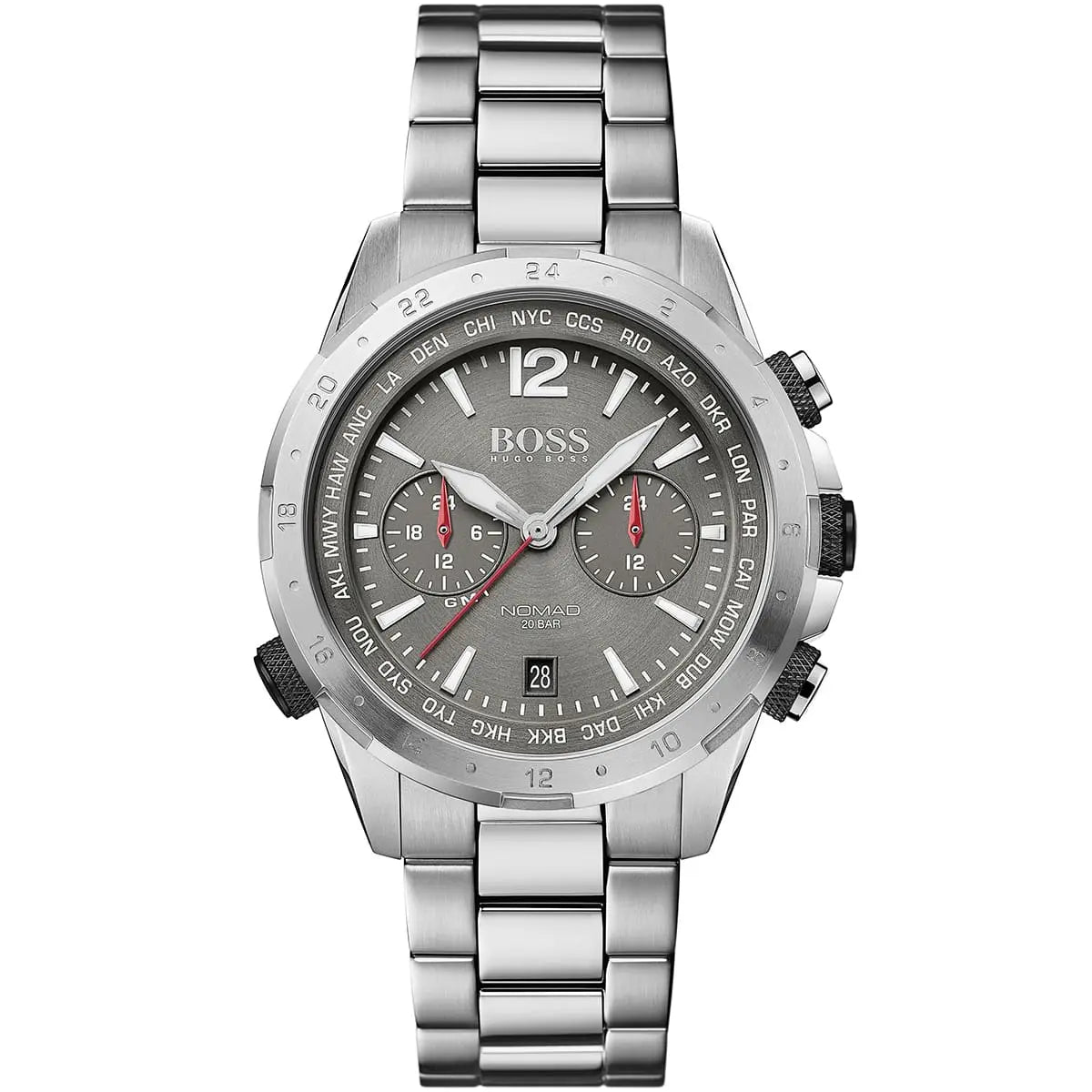 Hugo Boss Nomad 1513774 44mm Men’s Chronograph Watch – Gray Dial & Silver-tone Stainless Steel Link Bracelet