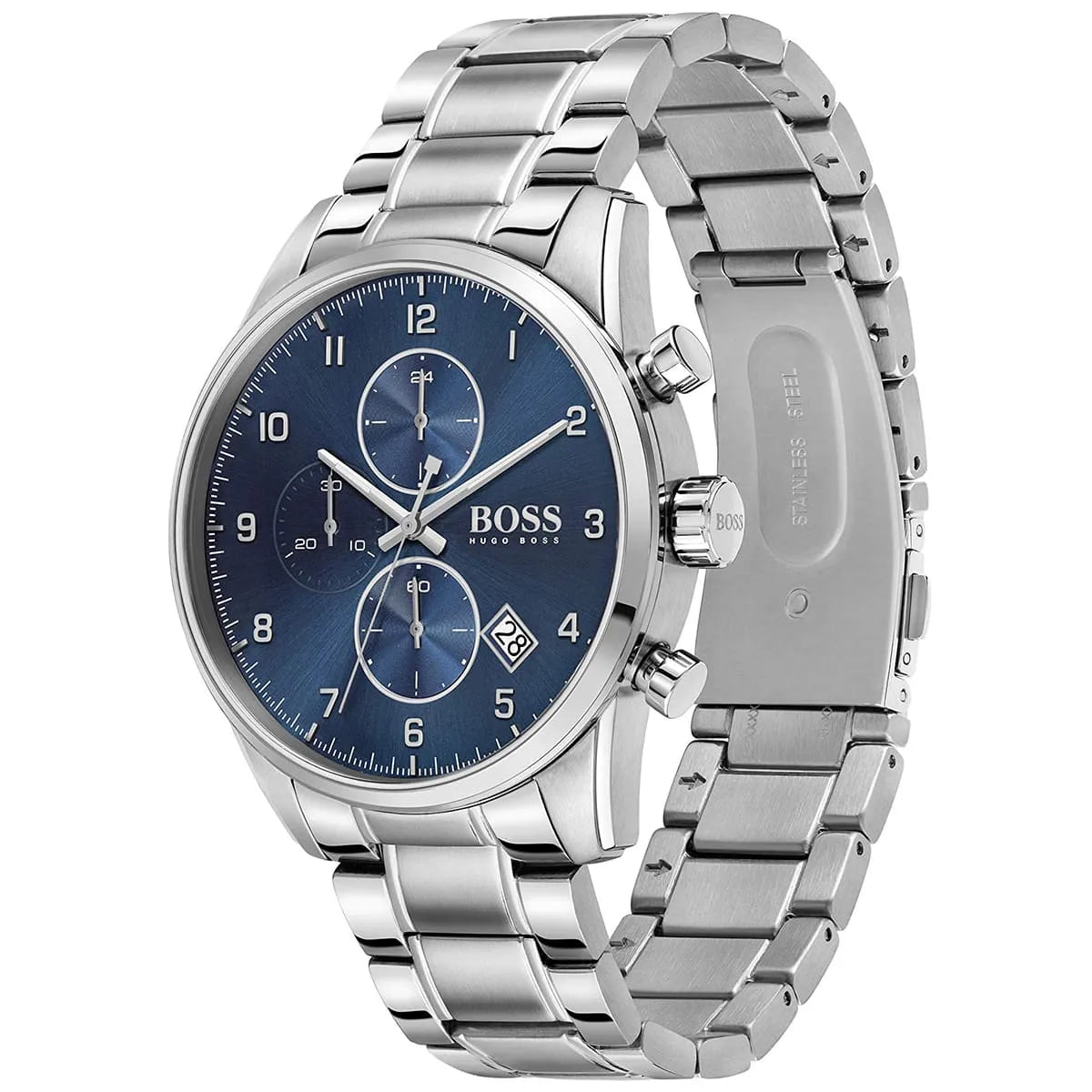 Hugo Boss Skymaster 1513784 44mm Men’s Chronograph Watch – Blue Dial & Silver-tone Stainless Steel Link Bracelet