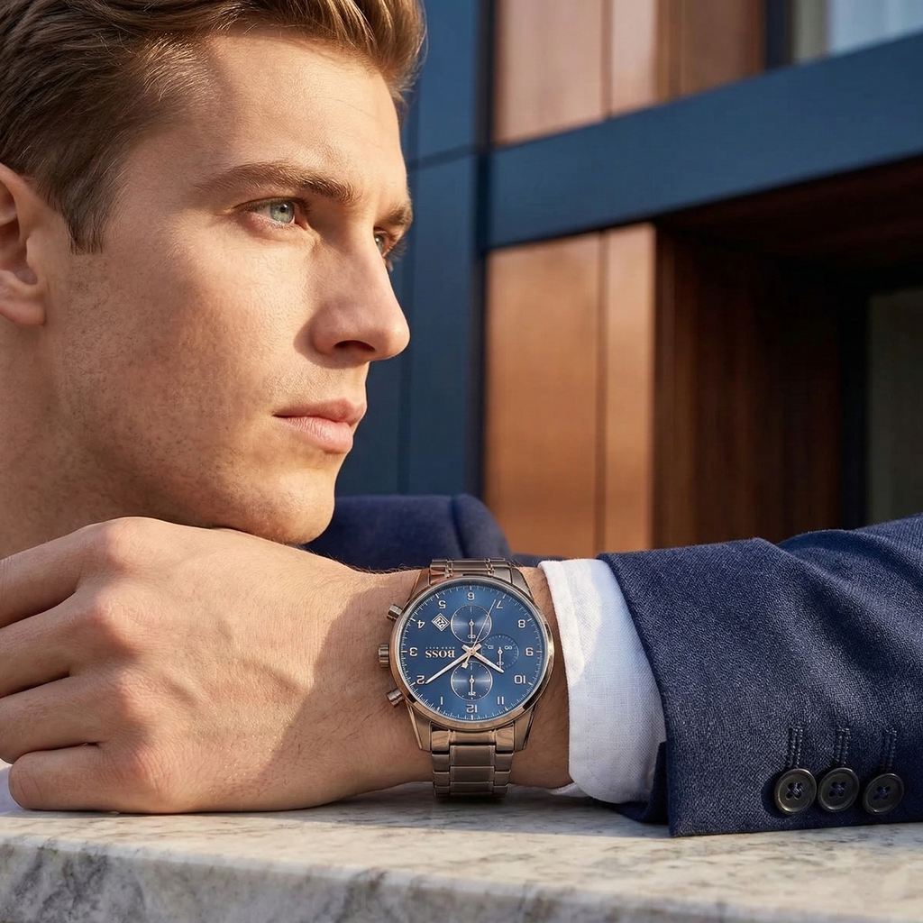 Hugo Boss Skymaster 1513788 44mm Men’s Chronograph Watch – Blue Dial & Stainless Steel Bracelet