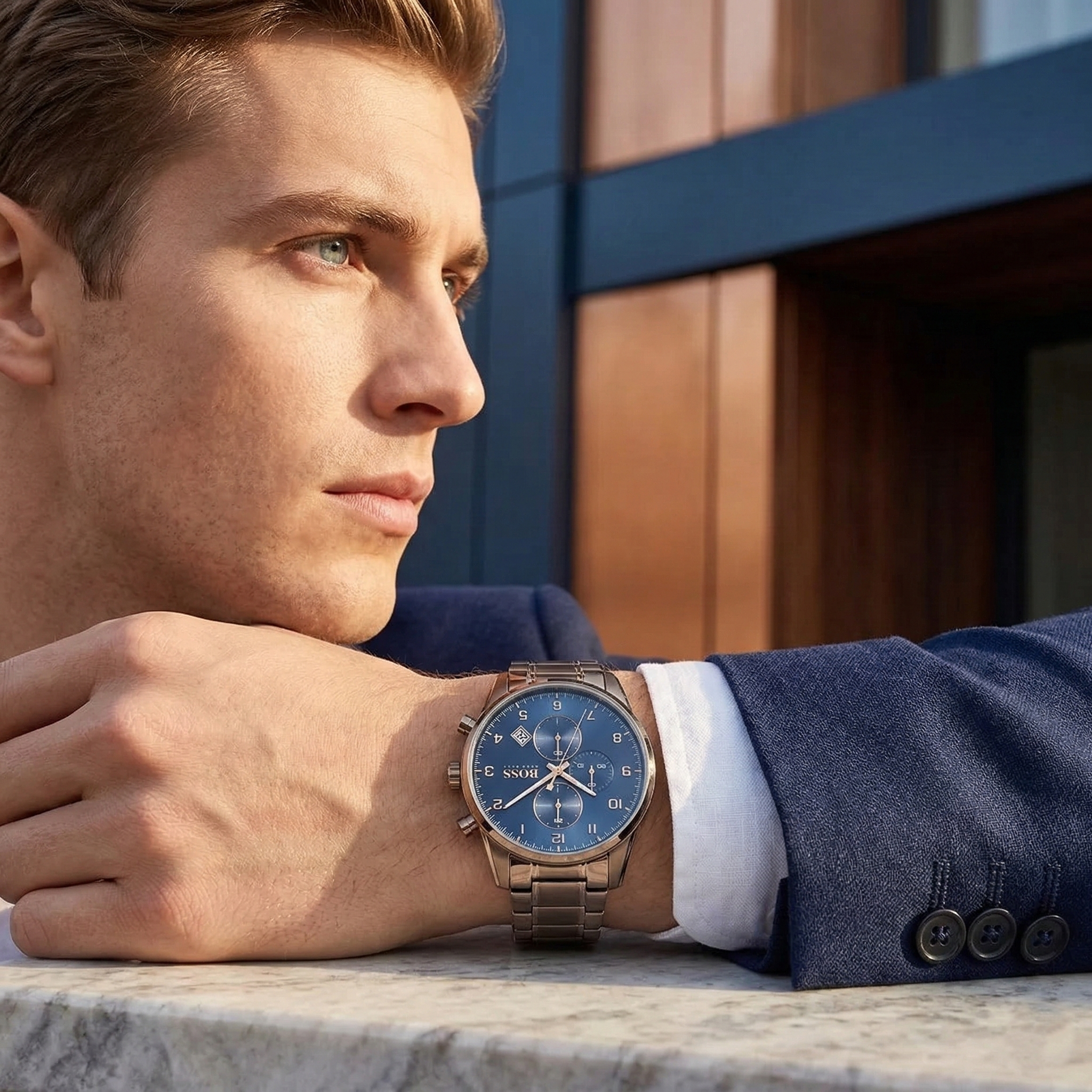Hugo Boss Skymaster 1513788 44mm Men’s Chronograph Watch – Blue Dial & Stainless Steel Bracelet