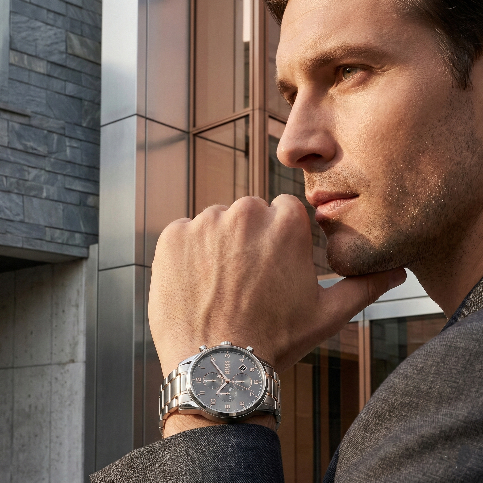 Hugo Boss Onyx 1513364 44mm Men’s Quartz Watch – Gray Dial & Gray Stainless Steel Link Bracelet