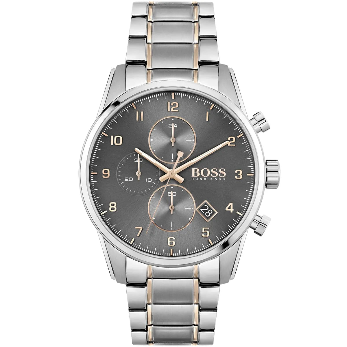 Hugo Boss Skymaster 1513789 44mm Men’s Chronograph Watch – Gray Dial & Rose Gold Stainless Steel Link Bracelet