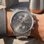 Hugo Boss Skymaster 1513789 44mm Men’s Chronograph Watch – Gray Dial & Rose Gold Stainless Steel Link Bracelet
