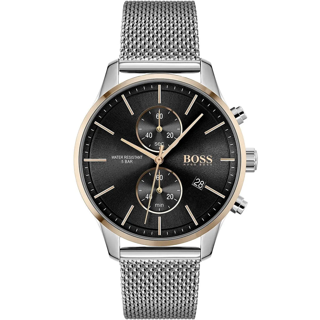 Hugo Boss Associate 1513805 42mm Men’s Chronograph Watch – Black Dial & Silver Mesh Bracelet