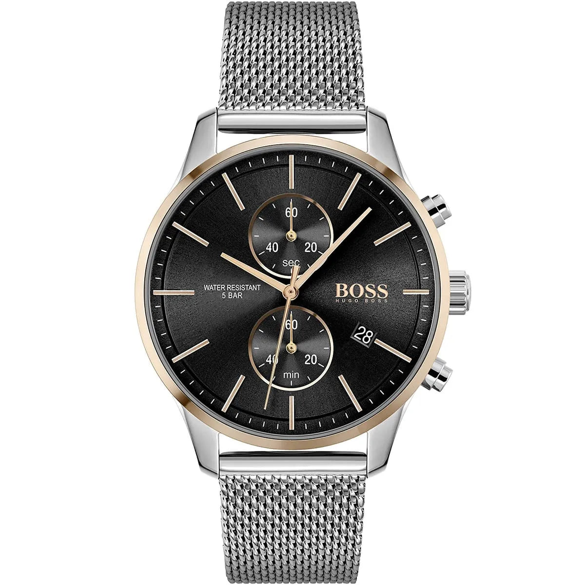 Hugo Boss Associate 1513805 42mm Men’s Chronograph Watch – Black Dial & Silver Mesh Bracelet