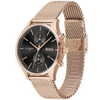 Hugo Boss Associate 1513806 42mm Men’s Chronograph Watch – Black Dial & Rose Gold Mesh Bracelet