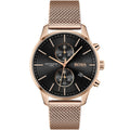 Hugo Boss Associate 1513806 42mm Men’s Chronograph Watch – Black Dial & Rose Gold Mesh Bracelet