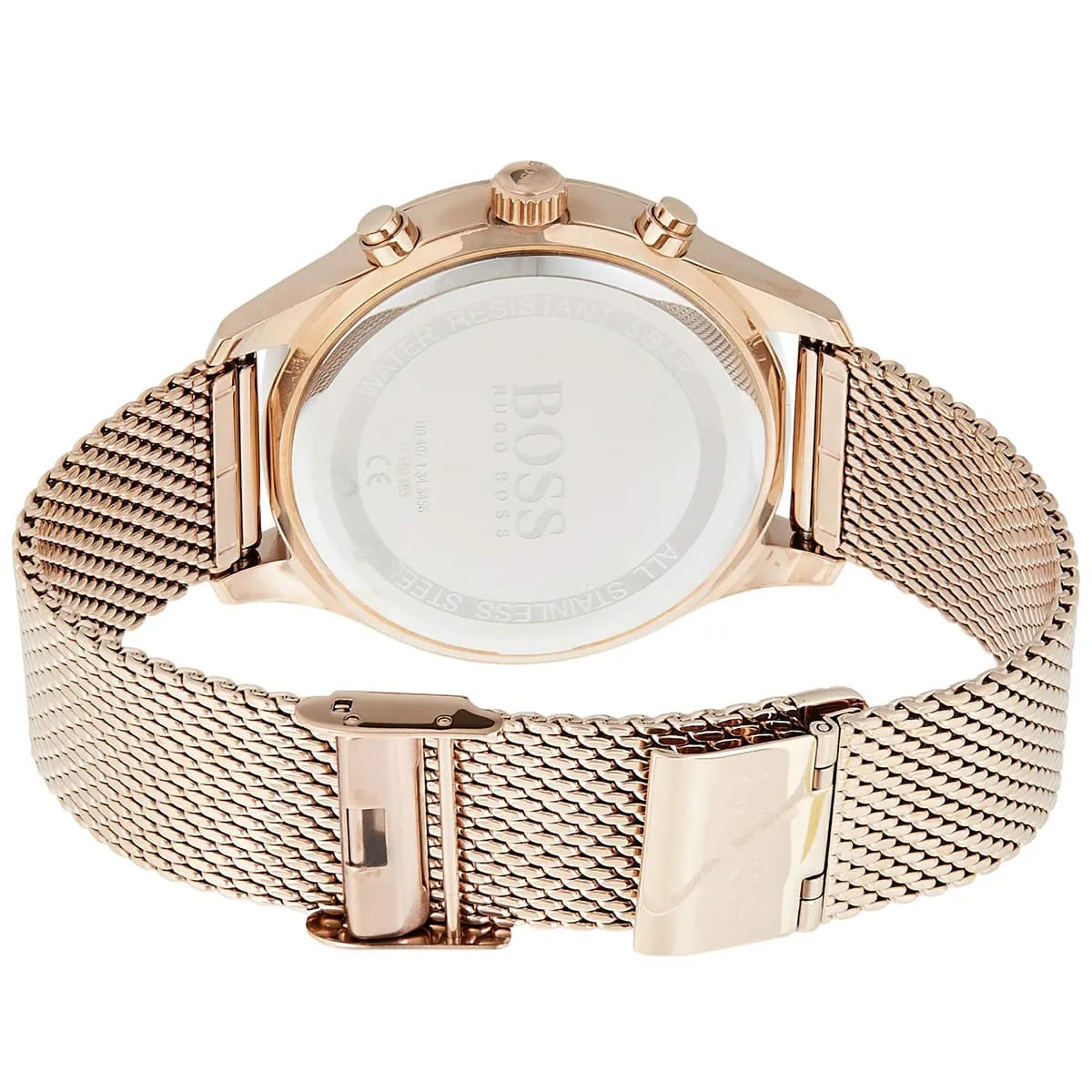 Hugo Boss Associate 1513806 42mm Men’s Chronograph Watch – Black Dial & Rose Gold Mesh Bracelet
