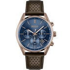 Hugo Boss Champion 1513817 44mm Men’s Chronograph Watch – Blue Dial & Genuine Leather Strap