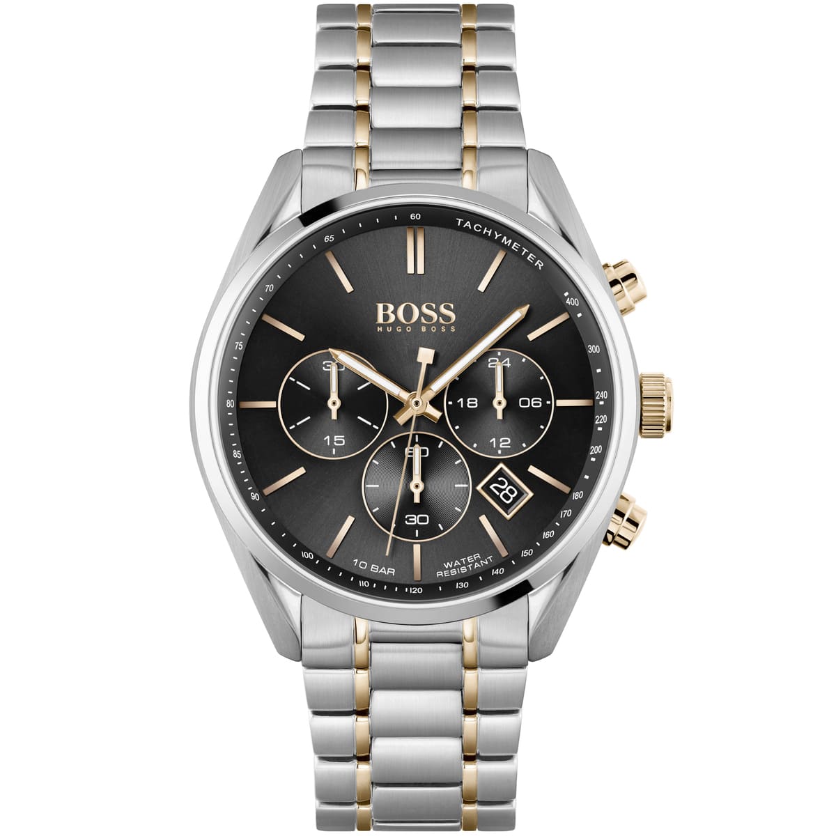 Hugo Boss Champion 1513819 44mm Men’s Chronograph Watch – Black Dial & Rose Gold Stainless Steel Link Bracelet