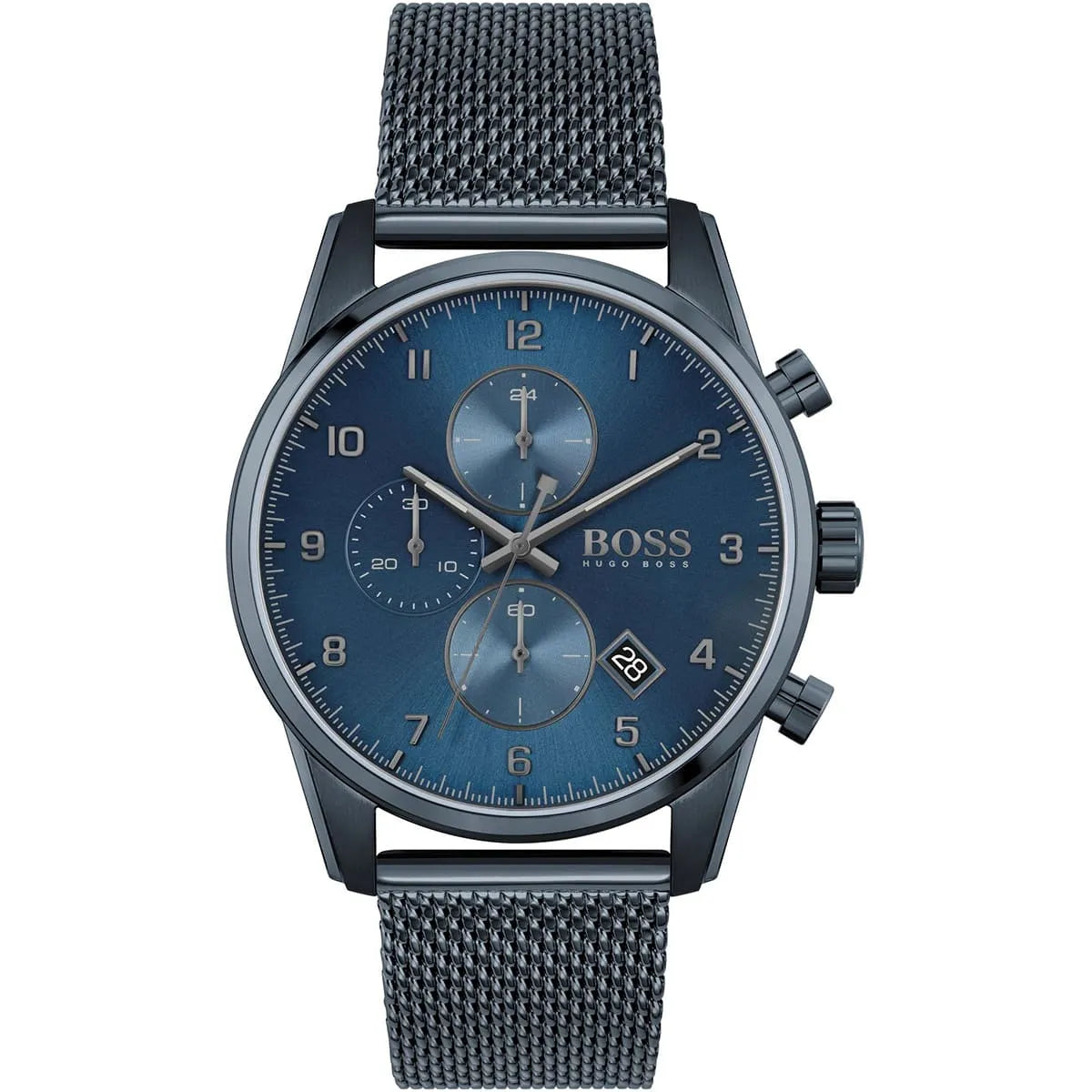 Hugo Boss Skymaster 1513836 43mm Men’s Chronograph Watch – Blue Dial & Stainless Steel Mesh Bracelet