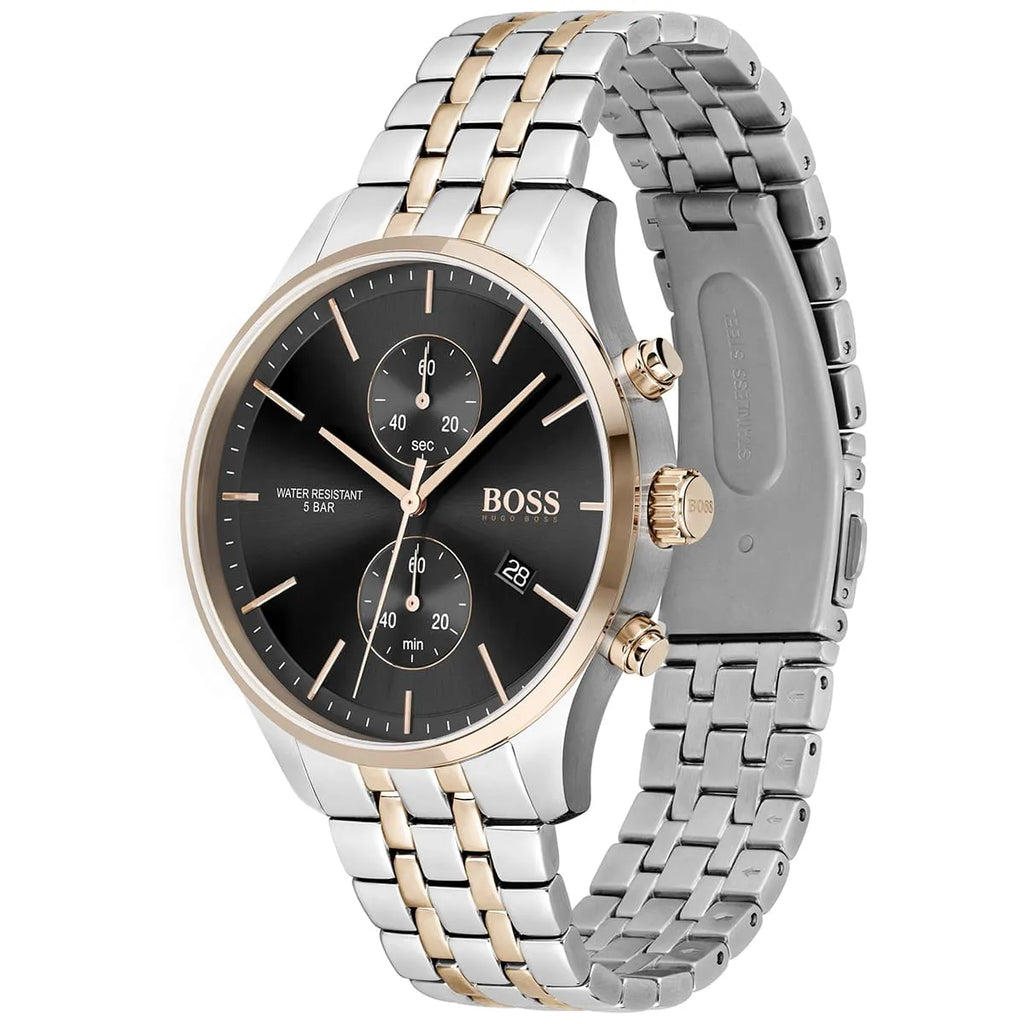 Hugo Boss Associate 1513840 42mm Men’s Chronograph Watch – Black Dial & Rose Gold Stainless Steel Link Bracelet