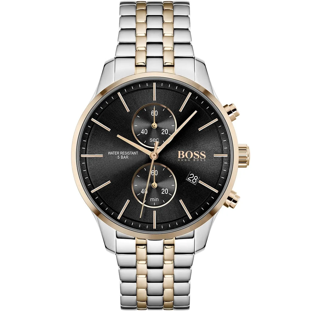 Hugo Boss Associate 1513840 42mm Men’s Chronograph Watch – Black Dial & Rose Gold Stainless Steel Link Bracelet