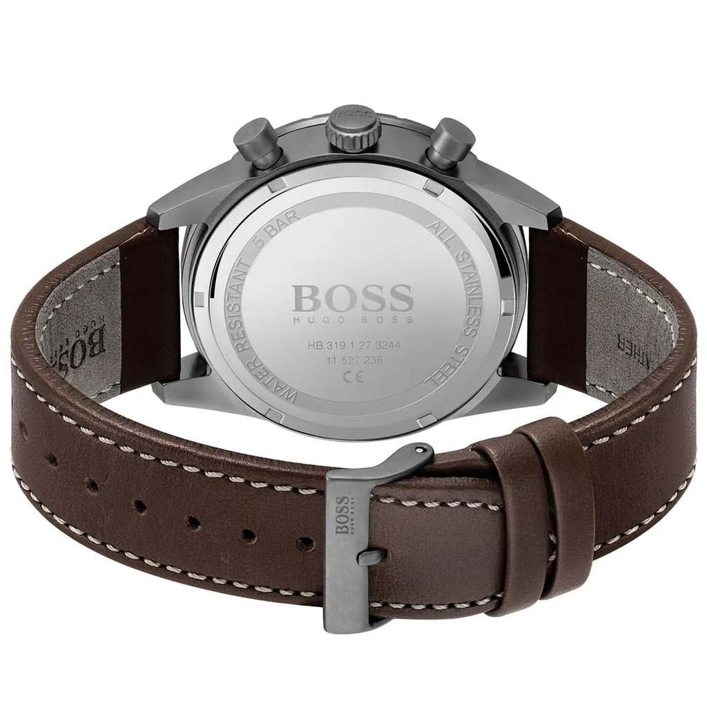 Hugo Boss Pilot Edition 1513852 44mm Men’s Chronograph Watch – Blue Dial & Brown Genuine Leather Strap