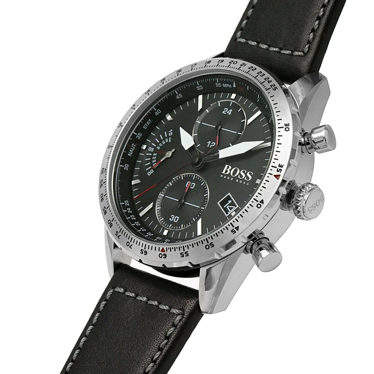Hugo Boss Pilot Edition 1513853 44mm Men’s Chronograph Watch – Black Dial & Black Genuine Leather Strap